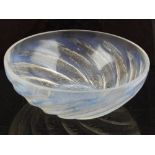 A Lalique "Poissons" opalescent glass bowl with fish spiralling down to bubbles at the centre,