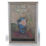 20th century continental, Still Life of Flowers in a Vase, oil on canvas,