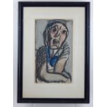 After George Rouault, 'Shrieking Woman', coloured lithograph, blindstamp to lower right,