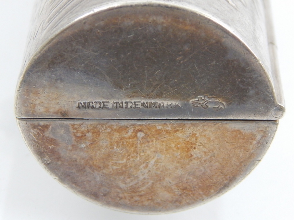 A mid 20th century Danish silver plated lipstick case, emobossed with battle scene, - Image 3 of 3