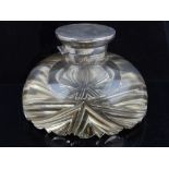 An Art Deco glass and silver topped inkwell, London 1937,