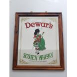 A mirrored back pub sign 'Dewar's Scotch Whisky', 52x43cm,