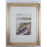 Nora Davison (20th century British), Quite Quay, watercolour, signed lower right, 24 x 18cm, with