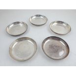 A set of five silver ashtrays, London 1992, Catchpole & Williams, of plain circular form, 12oz.