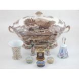 A small quantity of ceramics and glass, including a Johnson Bros. tureen, pair of small bocage