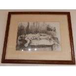 20th century British School, Reclining Nude, charcoal, signed with initials M.C. lower right, 39 x