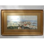 J B Simpson, View of Naples, watercolour, signed and titled lower left, 46 x 22cm