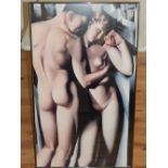 A Modernist reproduction print depicting Adam and Eve. 100 x 58cm