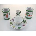 A German porcelain tea set of foliate design, stamped HBL tobase.