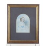 19th century English school, Portrait of a Young Girl, watercolour, signed with initials lower