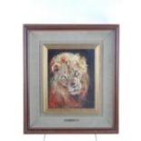 Luigi Anelli, Study of a Lion, oil on panel, signed lower left, 18 x 23cm, together with another oil