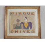 Mid 20th century school, Cirque D'Hiver, depicts circus performers, applique. 41 x 46cm