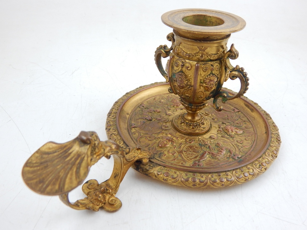 Ferdinand Barbedienne (1810 - 1892), an ormolu chamberstick, finely cast with female nudes, masks