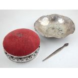 An early 20th century WMF silver plated jewellery box of pierced circular form, with detachable