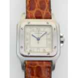 A Cartier Santos ladies stainless steel wristwatch, serial number 987901, the square dial with Roman