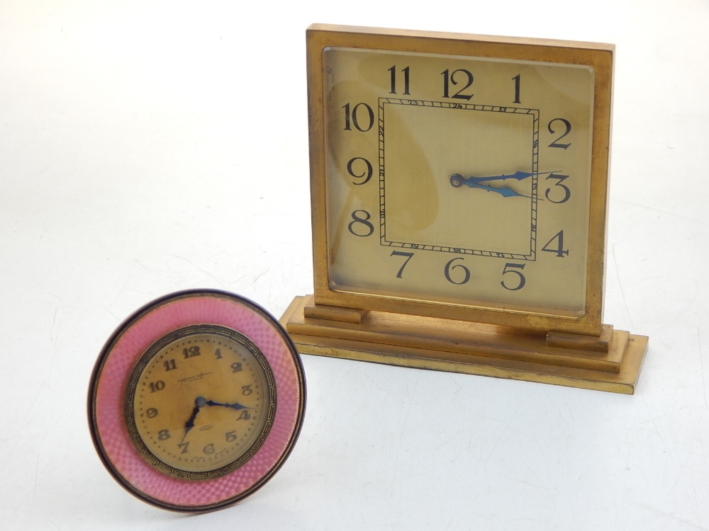 An early 20th century Swiss desk clock, the dial with Arabic numerals and signed Eastern Watch Co.