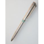 A silver Tiffany pen, the centre with pale green border, reputably owned by Fred Astaire