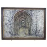Contemporary Indian school, pen and ink study of a cobbled archway, unsigned,