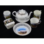 A collection of late 19th early 20th century British and continental ceramic souvenier ware.