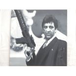 Contemporary School, Al Pacino in Scarface, grisaille on canvas, indistinctly signed on reverse,