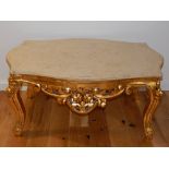 A Louis XVI design giltwood low occasional table,