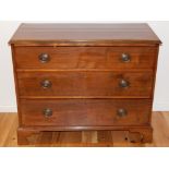 A George IV mahogany chest, moulded top over three drawers, on bracket feet. W.