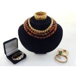 A small quantity of assorted costume jewellery including a Ciner gilt metal choker,