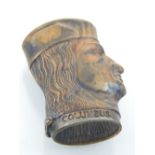 A brass vesta case in the form of the head of Columbus. H.