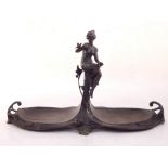 An Art Nouveau style patinated bronze tray,