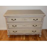 A French provincial style grey and cream painted commode,