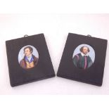 A pair of oval ceramic portrait miniatures, one depicting Shakespeare. H.