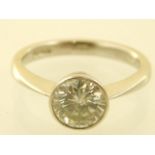 A diamond solitaire ring, princess cut, approx. 1ct, platinum shank.