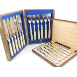 A cased set of six Victorian silver handled forks,