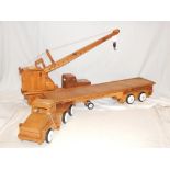 A vintage wood mobile crane, L.