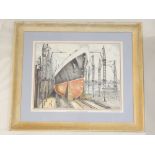 Paul B Mann (British), Launching a Liner at a Clydebank Shipyard, artist's proof, lithograph,