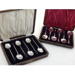 A cased set of six silver coffee bean teaspoons, Birmingham 1926,