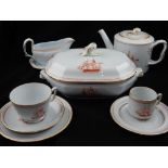 A Copeland Spode Trade Winds pattern 150 piece part dinner and coffee service decorated in the red