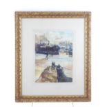 20th century school, harbour scene, oil on board, unsigned.