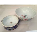 A 19th century Chinese Famille Rose porcelain bowl together with a later circular dish with