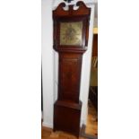 A George III oak eight day longcase clock by John Stokes, Bewdley, the engraved square brass dial