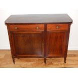 A 19th century rosewood small side cabinet fitted two drawers over panelled cupboards W 100cm, (