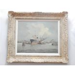 J H Peters, Amsterdam Harbour, oil on canvas, signed lower right, titled and inscribed on reverse,