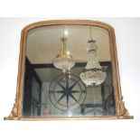 A Victorian giltwood overmantel mirror with arched plate H 104cm.