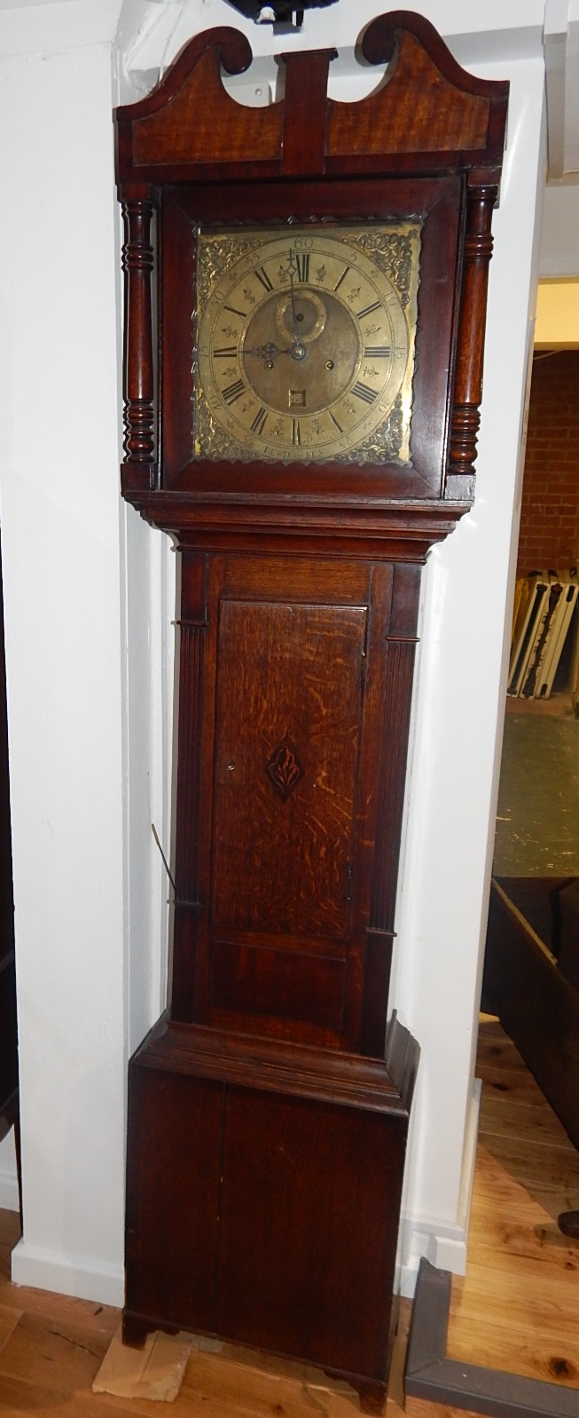 A George III oak eight day longcase clock by John Stokes, Bewdley, the engraved square brass dial - Image 2 of 2