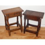 Two 18th century style oak joint stools on turned underframes