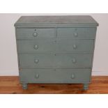 A Victorian pine chest fitted two short and three graduated long drawers on turned feet W 102cm, (