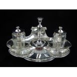 A Victorian silver inkstand, James Charles Eddington London 1856 of scallop shell form with