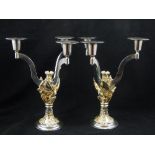 A pair of limited edition silver three branch candelabra, Hector Miller for Aurum, London 1981,