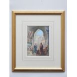 Frederick Goodall (1822-1904), Arab Market, watercolour, signed with initials lower left. 25 x 18cm