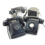 A black Bakelite exchange telephone, 312/F with 164 47 receiver, extension with 134 57 receiver, and